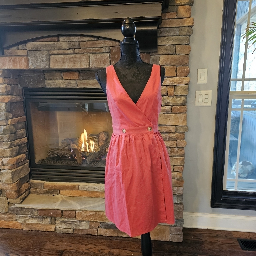 Chic Coral Dress with Button Detail
